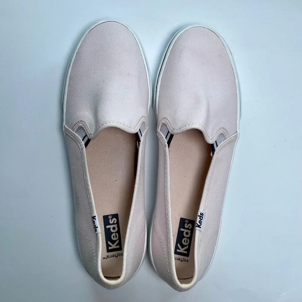 Keds Double Decker Pink Canvas Slip On Sneakers WF67490 Womens 8.5 Softerra NWOT